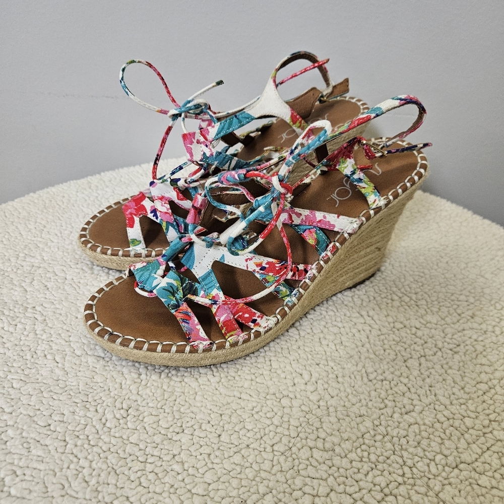 Sugar Colorful Strappy Wedge Sandals Size 8.5